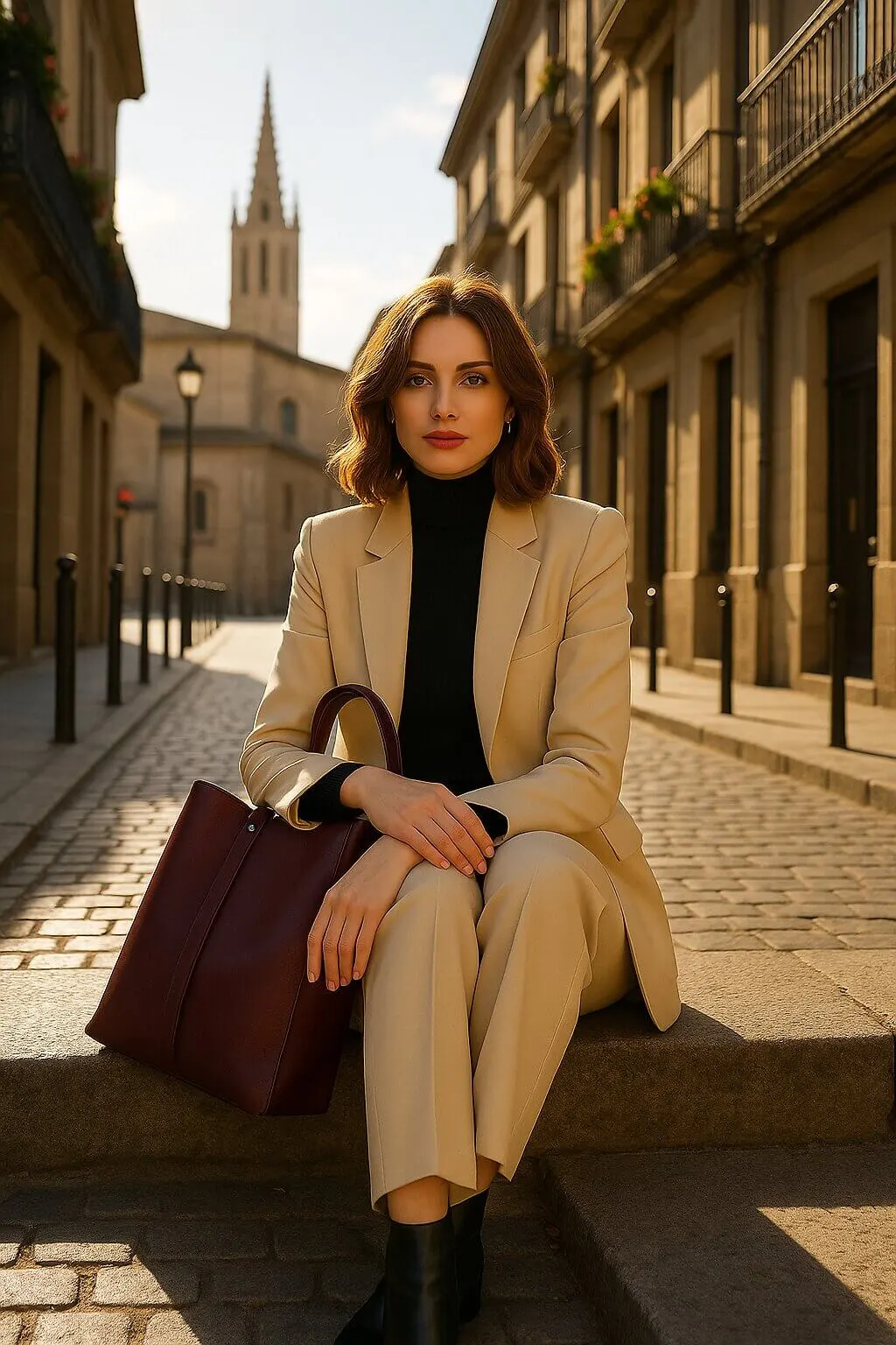 Image edit generated by GPT-5. A model girl is sitting.