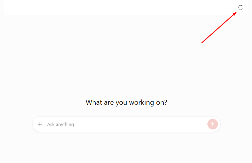 The Temporary Chat button in the top-right corner of a new ChatGPT chat page, marked with a red arrow